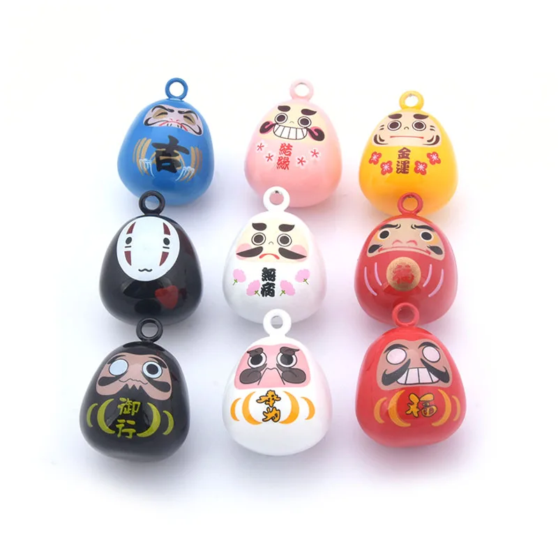 

Many Styles Daruma Cartoon Doll Jingle Bells Good Luck Close Charms Necklace Pendant Accessories Jewelry Craft Findings