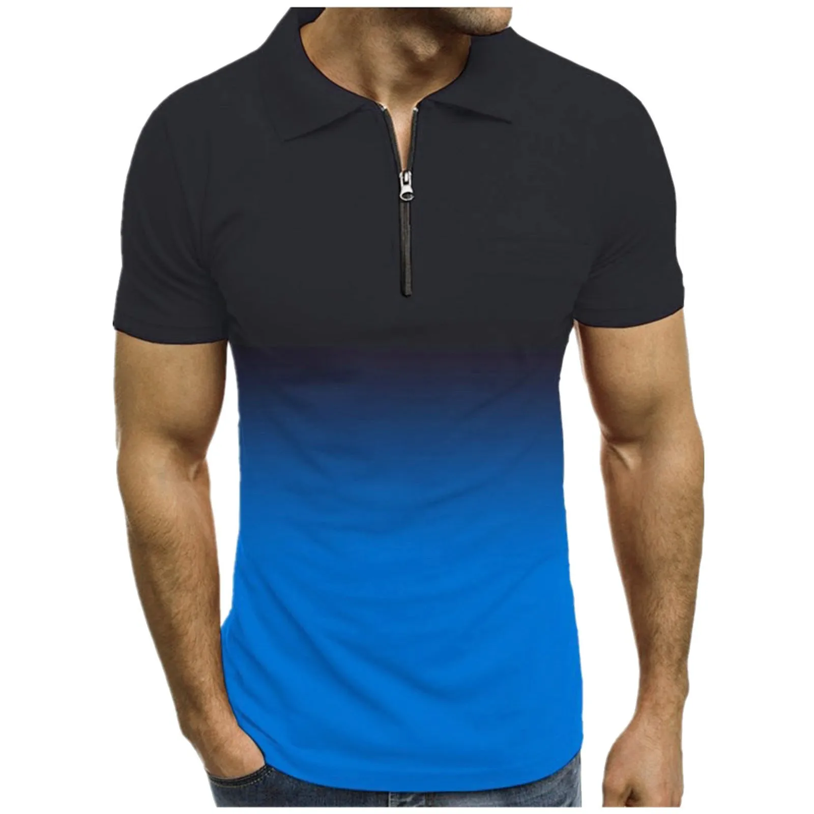 

Blouse Short Pockets Men's Fashion Personality T Top Sleeve Shirt Slim Casual Men's Pullover Hip-hop 3D Printing All-