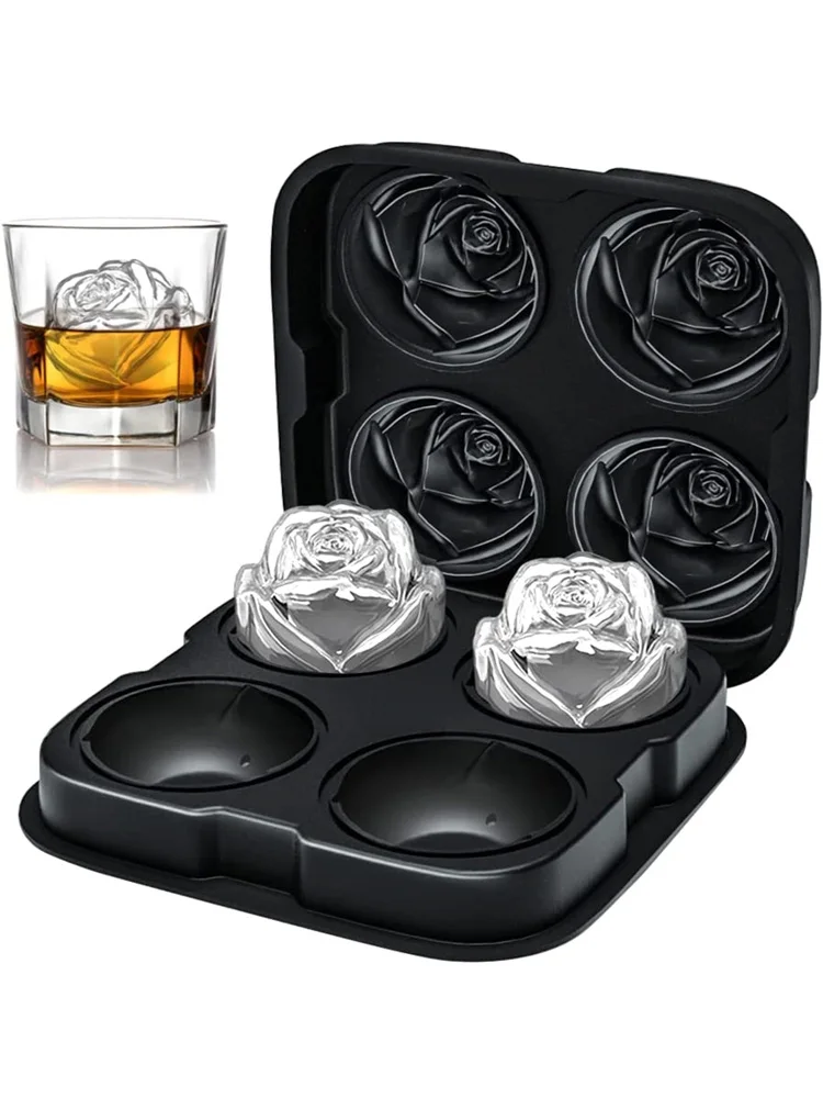 Силиконовые формочки для льда 4 отверстия 3D роза