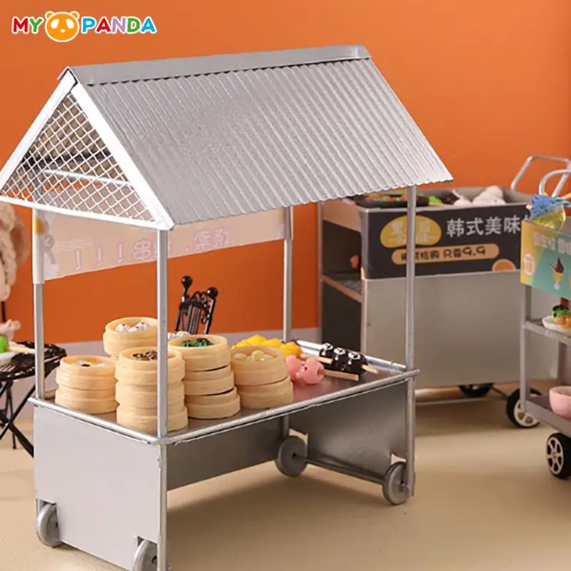 

1:12 Dollhouse Miniature Kitchen Hotel Dining Car Dim Sum Cart Vending Car Mini Model DIY Accessories Kitchen Toy Decoration