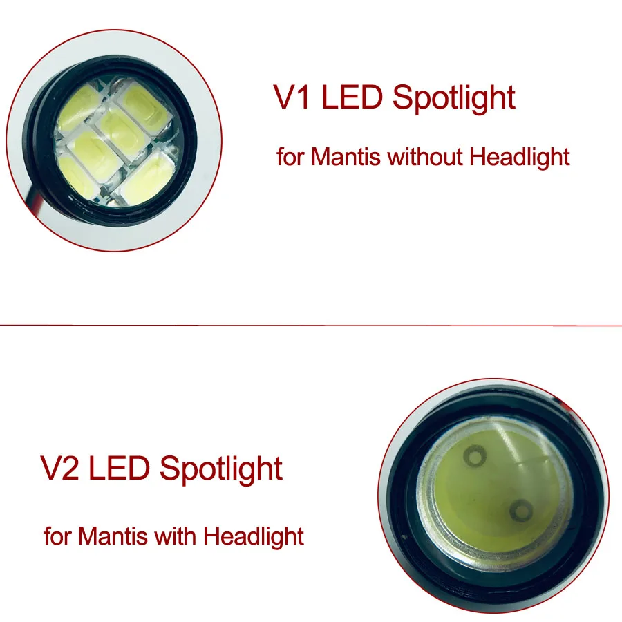 Фото Светодиодный передний фонарь Mantis LED Spotlight 12V белый для электросамокатов Kaabo Mantis 8 и 10 дюймов, оригинальные аксессуары №2