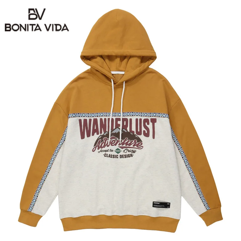 

Men Hoodies Sweatshirts Streetwear Oversized 2022 Autumn Patchwork Hooded Hip Hop Cotton Letter Print Harajuku Sweatshirts
