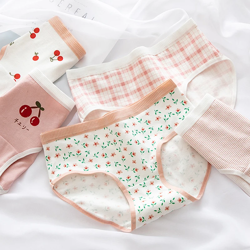 

Women's Cotton Underwear Sexy Thread Panties Fashion Soft Comfort Girl's Briefs Mid Waist Seamless Underpants Female Lingerie