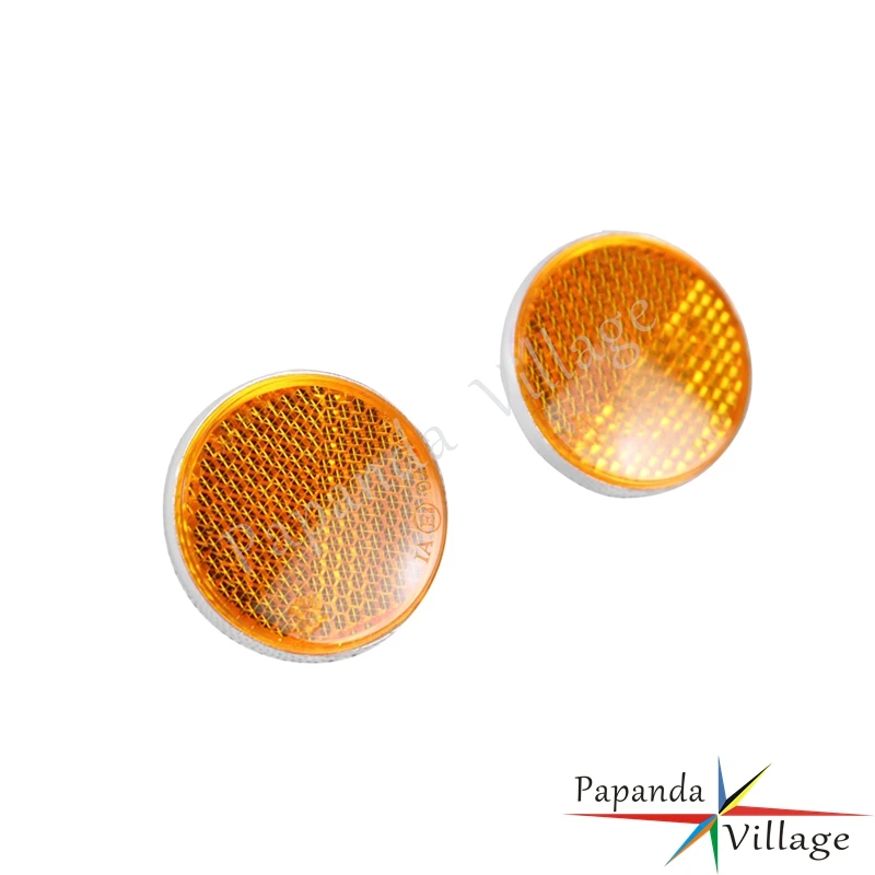 

1 пара пластиковых круглых красных янтарных отражателей, универсальные наклейки для мотоциклов, квадроциклов, UTV, велосипедов, скутеров, защитных отражателей 40 мм