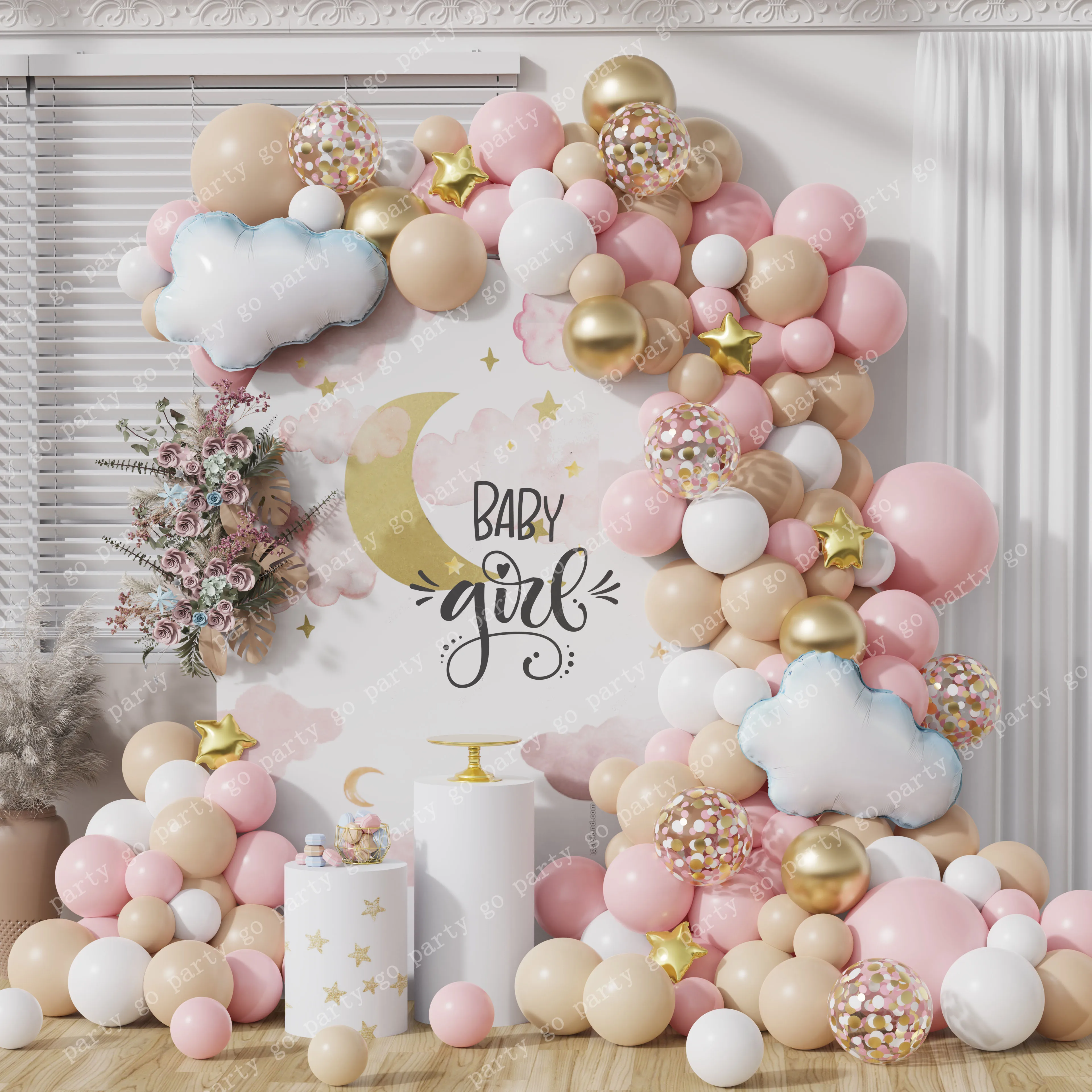 

96Pcs Gender Reveal Party Macaron Pink Blue Nude Balloon Garland White Cloud Foil Balloon Boy or Girl Baby Shower Party Decor