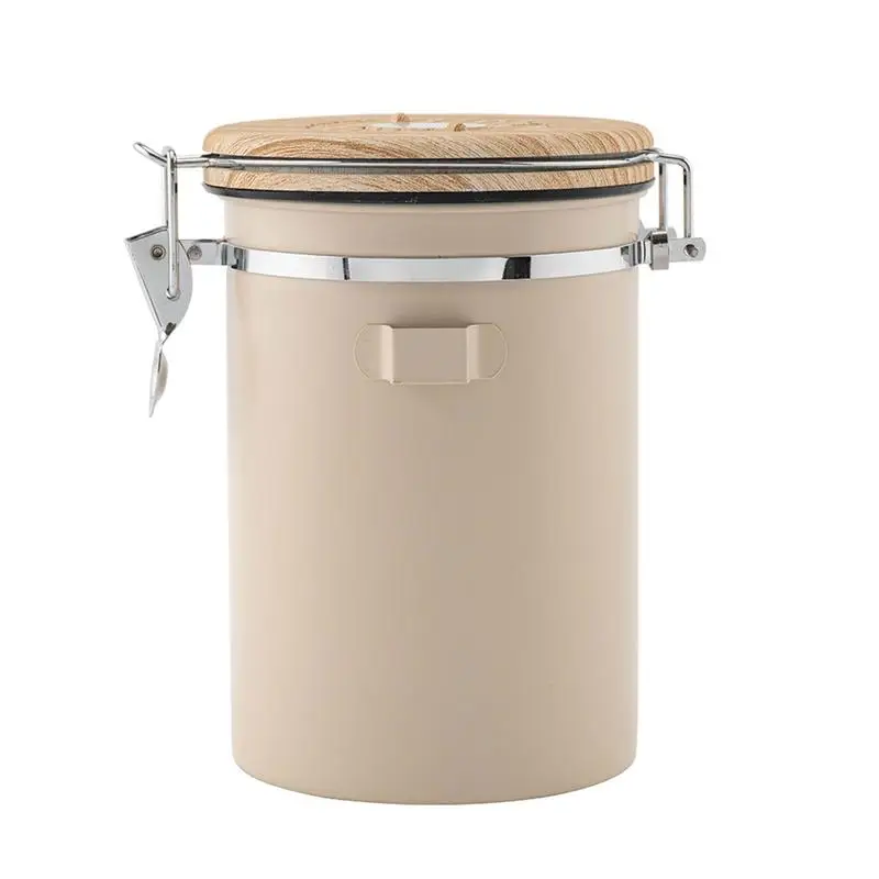 

Банка для кофейных зерен 1,8 л, герметичная банка для хранения продуктов из нержавеющей стали, кухонные аксессуары, банка для кофейных зерен с крышкой для ложки, 1 канал воздуха