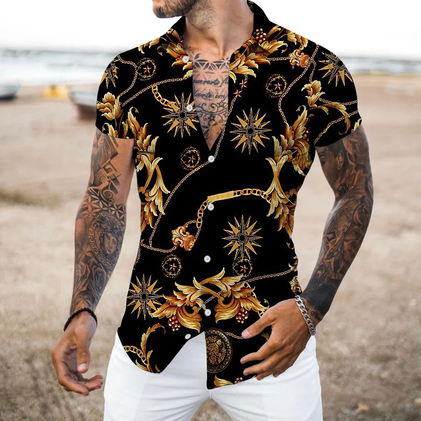 Men's Brand Luxury Shirts And Blouses Fashion Designer Casual Formal Social Mens Tops Male Print Short Sleeve Shirts Clothing