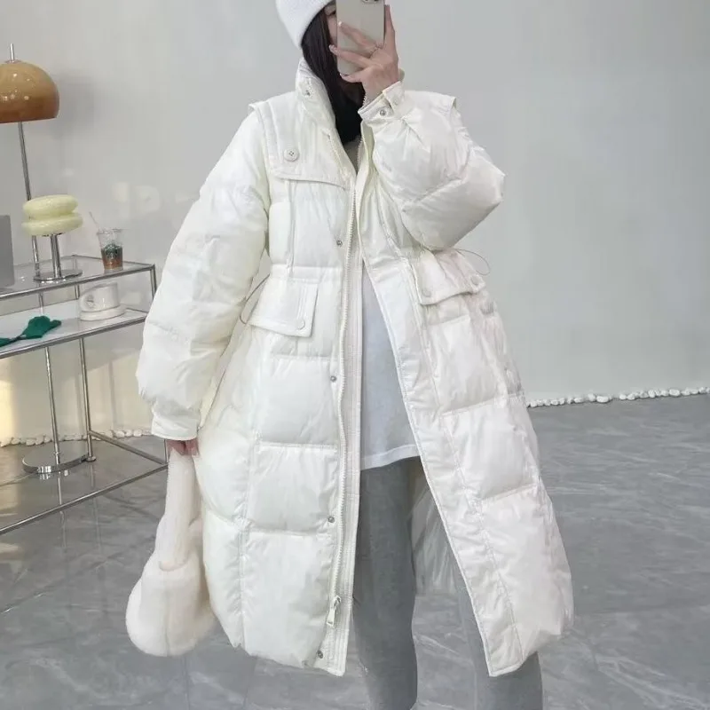 Женский пуховик зимнее пальто женская парка средней длины свободная Толстая