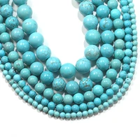 natural blue howlite turquoises stone round loose beads for diy bracelet accessories jewelry making 4681012mm 15 strands