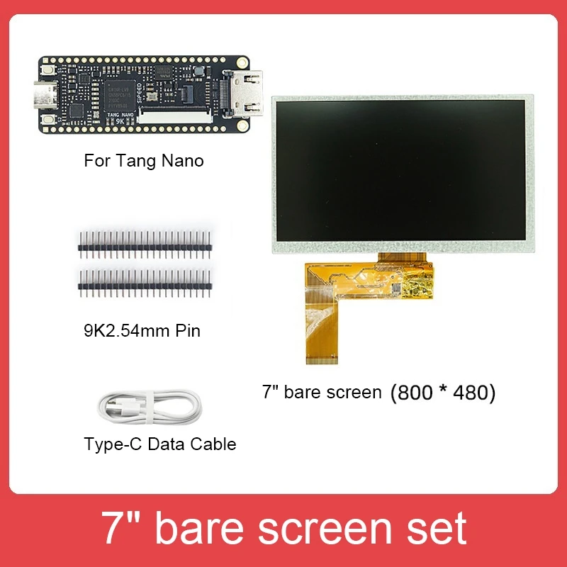 

For Sipeed Tang Nano 9K Gaoyun FPGA Development Board+7 Inch Screen+2.54Mm Pin Header GW1NR-9 RISC-V RV Kit