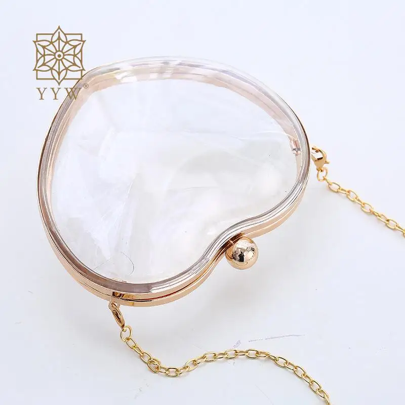 

Acrylic Transparent Clutch Bag Chain Mini Heart Shape Evening Bags Women Ladies Clutch Summer Acrylic Hand Bags Pochette Femme