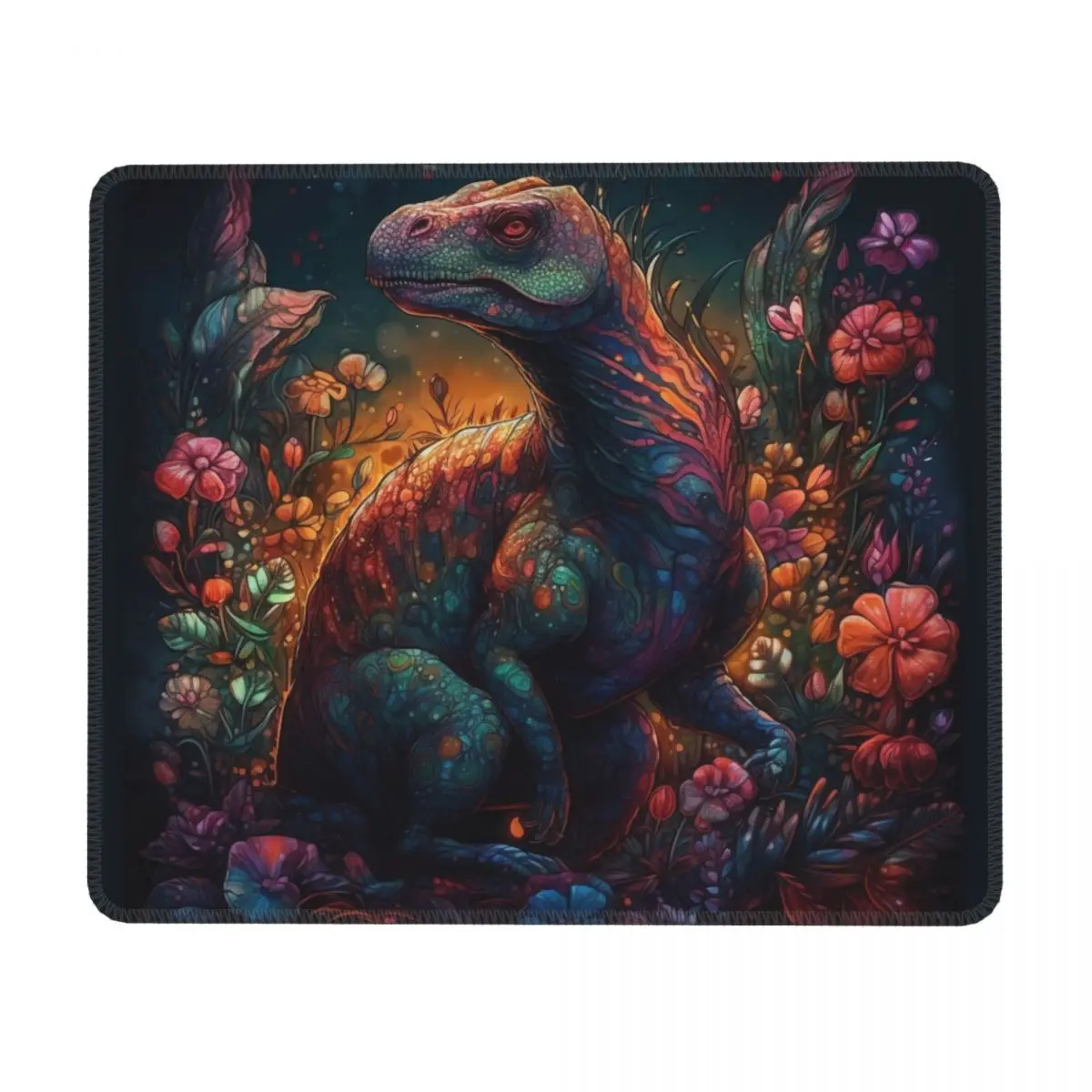 

Dinosaur Horizontal Print Mouse Pad Neon Colorful Painting Fantasy Rubber Mousepad Non Slip Rertro Desk Mouse Pads