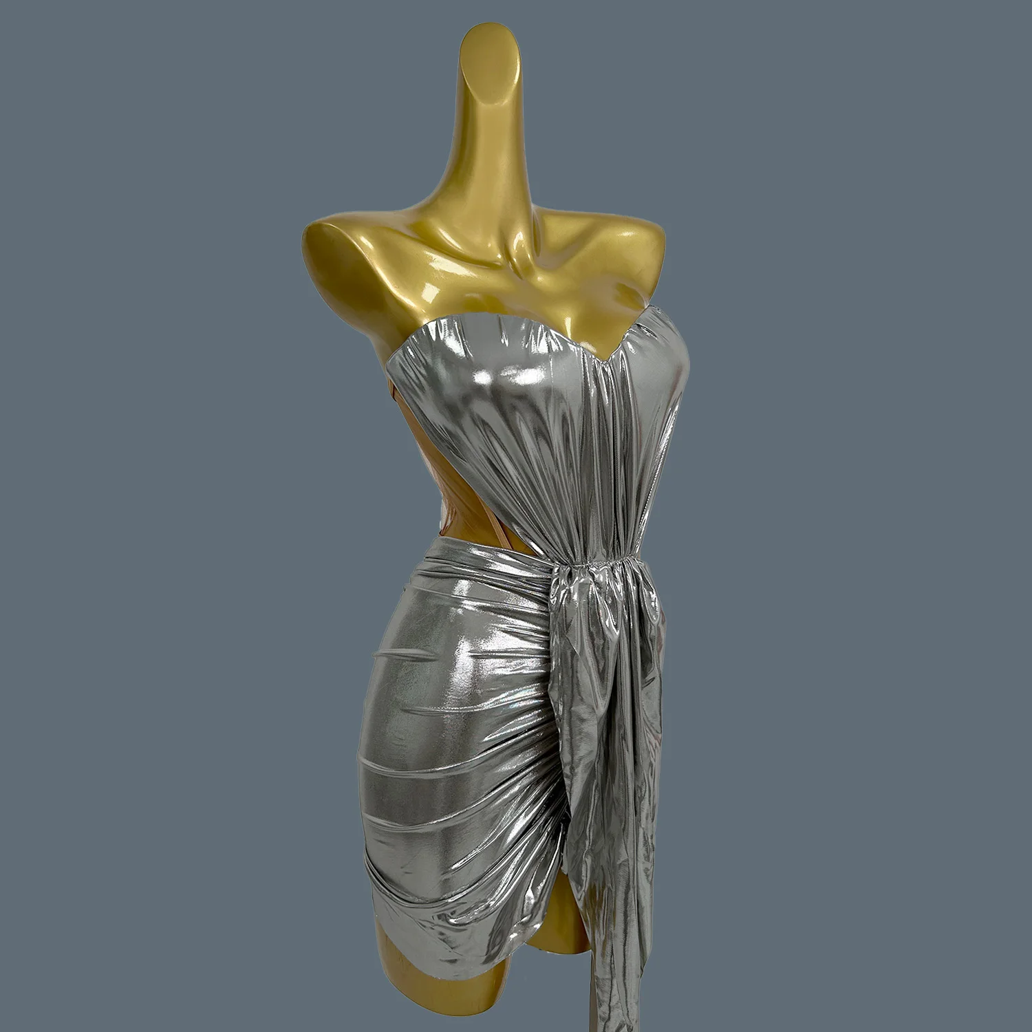 Черный блестящий бандажный топ без бретелек для девочек мини-юбка комплект из 2