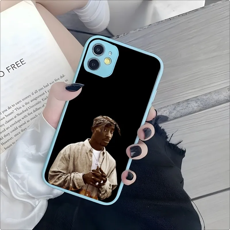 Чехол для телефона Rapper 2pac Singer Tupac светло-фиолетовый и светло-голубой Iphone 14 Pro Max 13