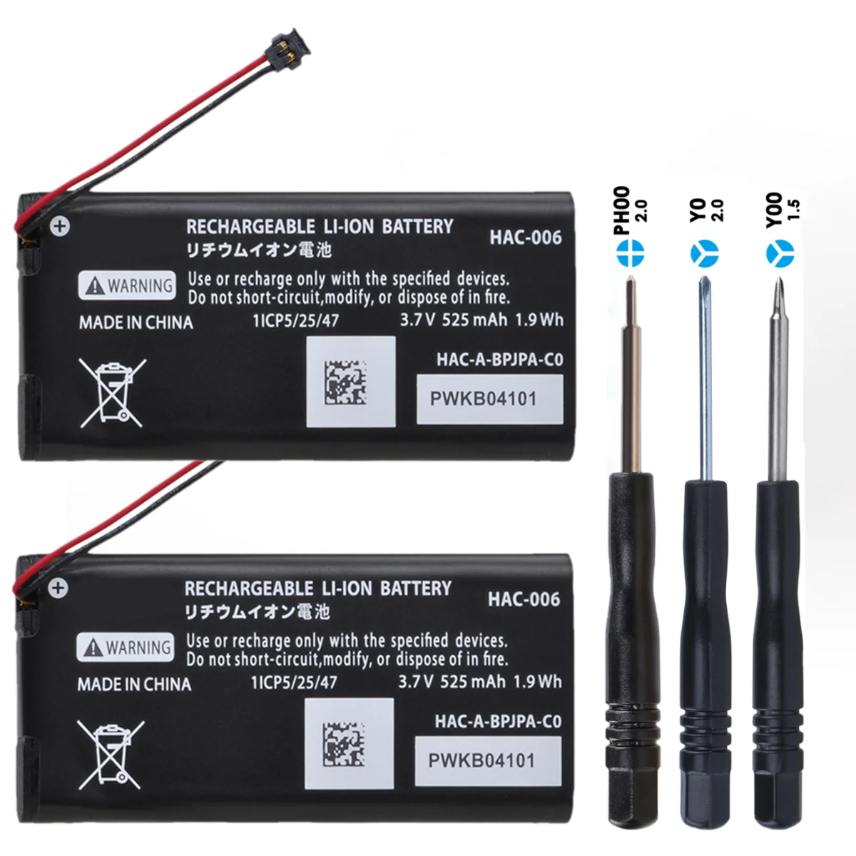 2 Pcs 3.7V 525mAh HAC-006 HAC006 Battery for Nintendo Switch HAC 006 HAC-015 HAC-016 HAC-A-JCL-C0 HAC-A-JCR-C0 Switch NS Joy-Con