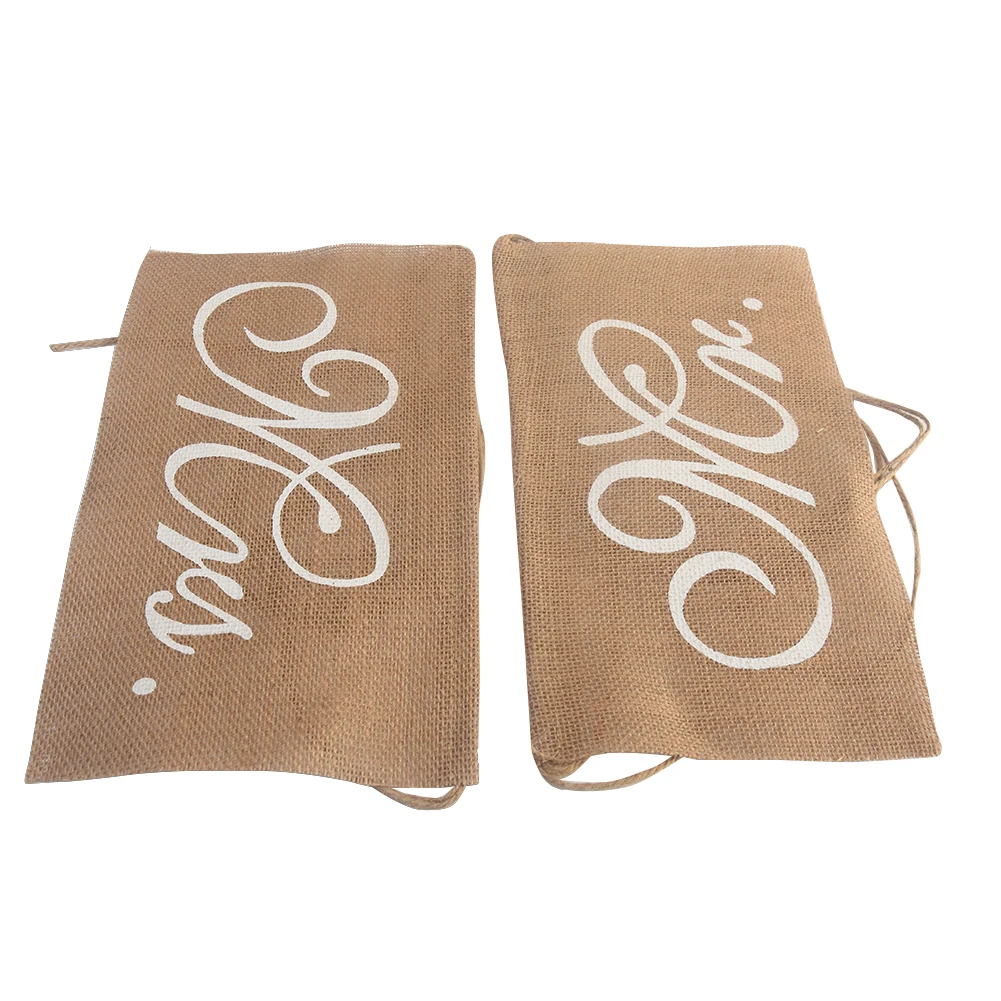 2 шт./компл. льняной флаг Мистер и Миссис реквизит на годовщину стул баннер знак