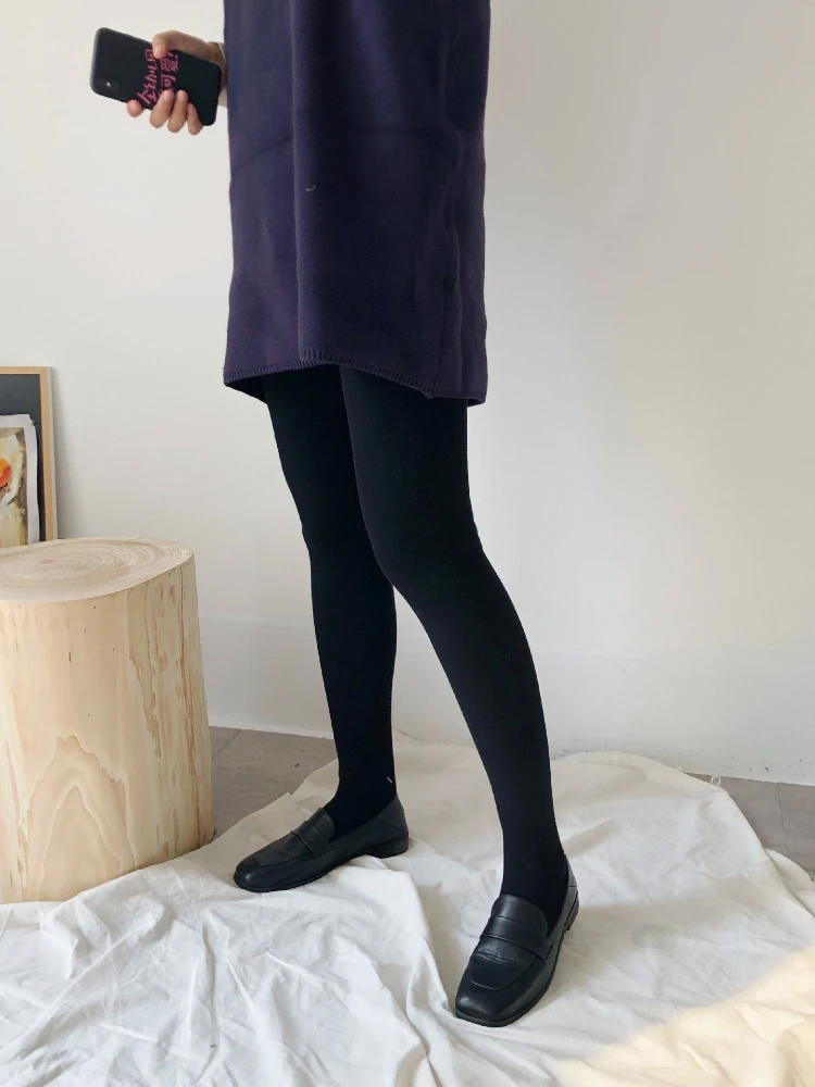 

SALSPOR Women's Casual Tights Cashmere Thickened Bottoms Lamb Cashmere Warm Pantyhose Solid Color Slim Fitting Cotton Leggings