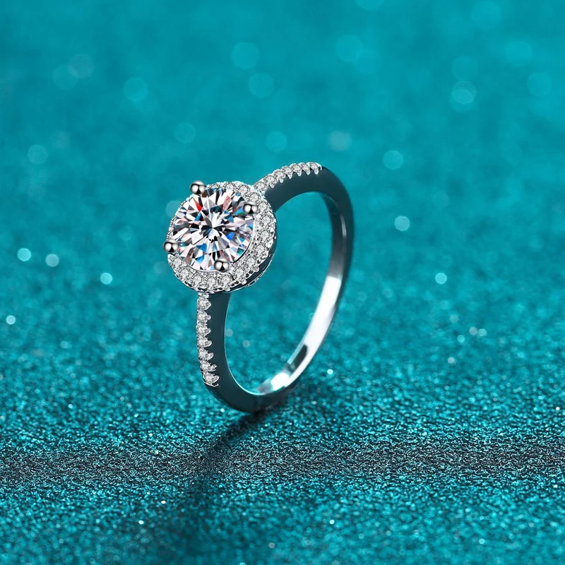 

Real 0.5ct 1ct 2ct D Color Moissanite Diamond Women Luxury Wedding Rings 925 Sterling Silver Anniversary Ring Fine Jewelry