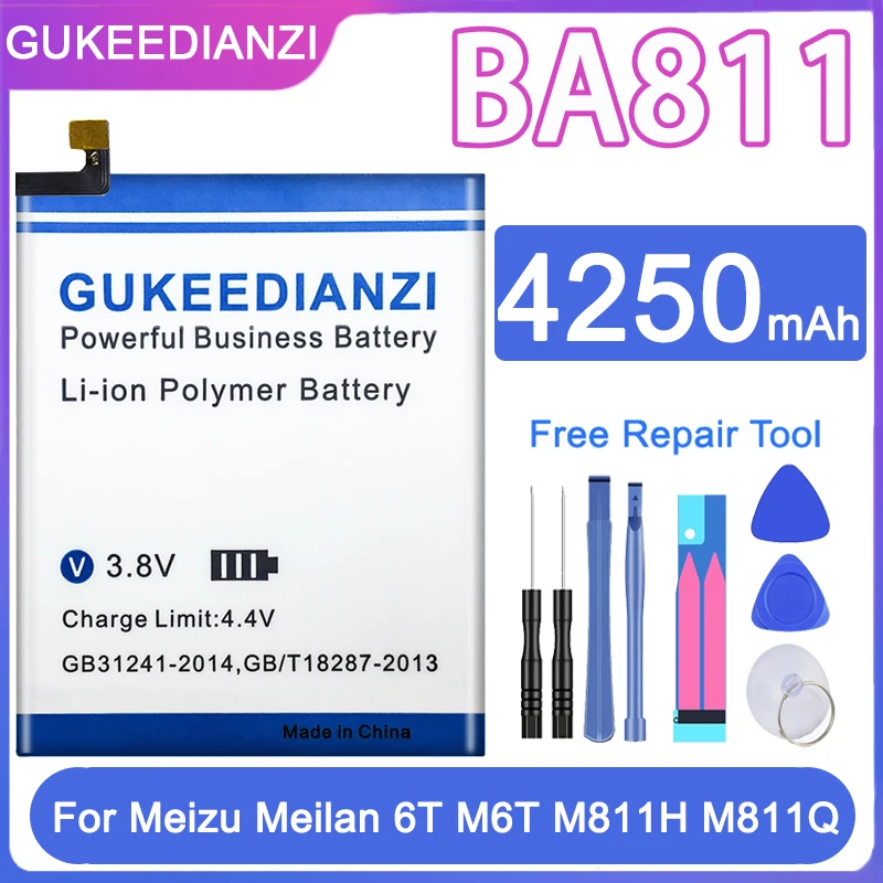 

GUKEEDIANZI 4250mAh BA811 BA 811 Batteries For Meizu M6T For Meilan 6T M811Q M811H M811M M811S M811T Phone Battery Bateria