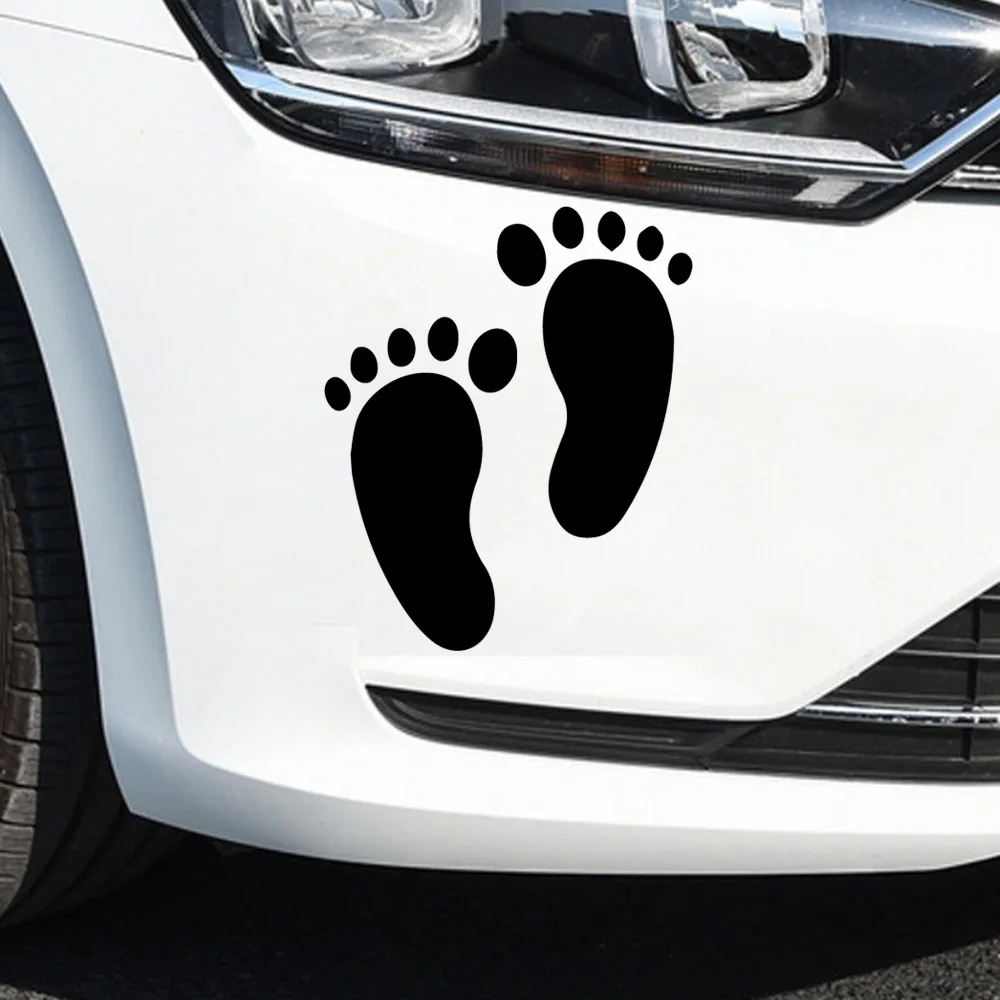 

Art Design Baby Footprint and Handprint Car Sticker Rearview Mirror Decal Car Window Bumper Cute Waterproof Removable