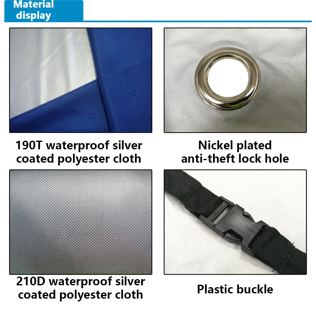 

Motorcycle Rain Cover Waterproof Wear-resistant Protector Dust-proof Breathable Scooter Covers Garden Black Silver