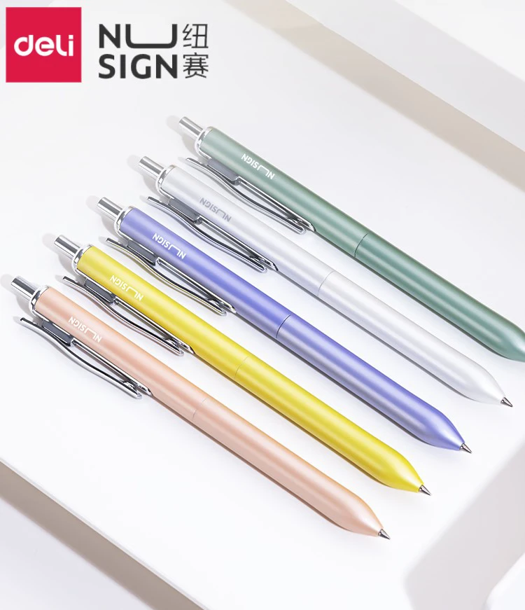 

Deli Nusign Kawaii Metal Gel Pen Stationery Student Ballpoint Pens Pучка Caneta 0.5MM Black Ink Stylo Smooth Writing Office