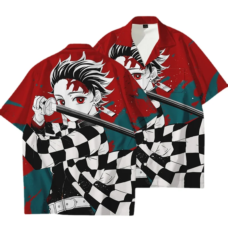 Костюм для косплея из аниме рассекающий демонов рубашка с коротким рукавом и