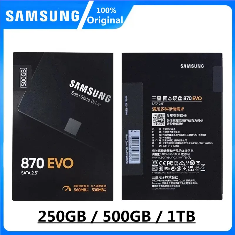 Samsung 870 EVO SSD 1TB 500GB 256GB Internal Solid State Disk SATA3 2.5 inch HDD Hard Drive TLC For Laptop Desktop PC Original