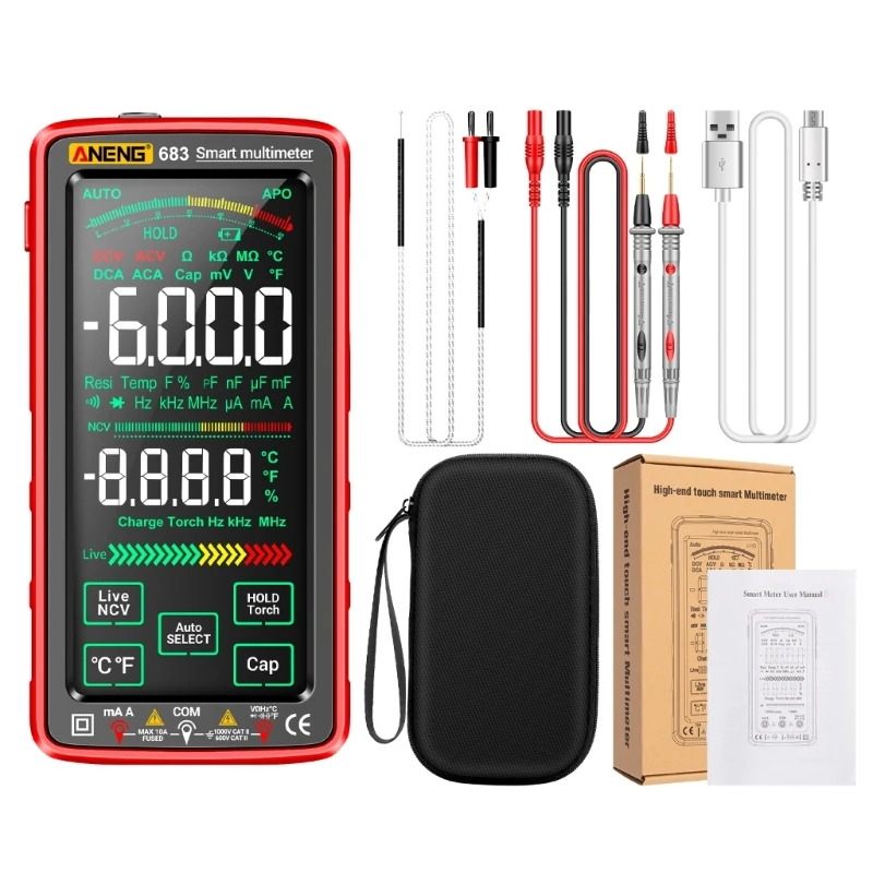 

50JC Auto-off Digital Tester Diode NCV Hz- Live-Wire Meter Backlit with Soft Sleeve