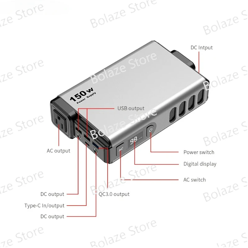Портативная электростанция 150 Вт Солнечный генератор источник питания для