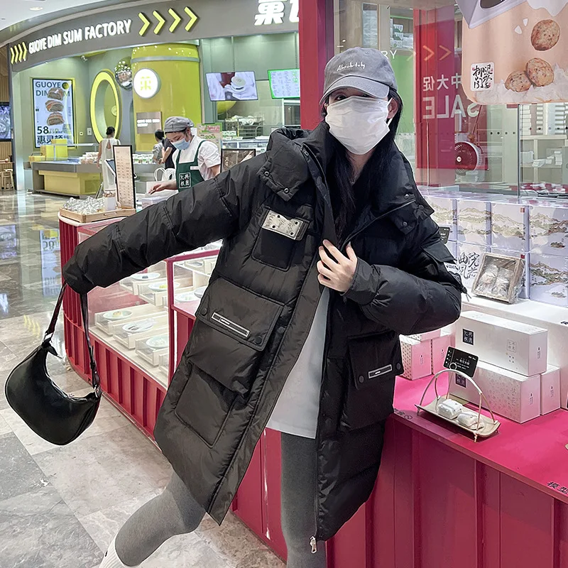 Parkas Women Women's down Cotton-Padded Jacket New Mid-Length Loose Cotton Padded Jacket Hooded Thickened Winter Coat Women