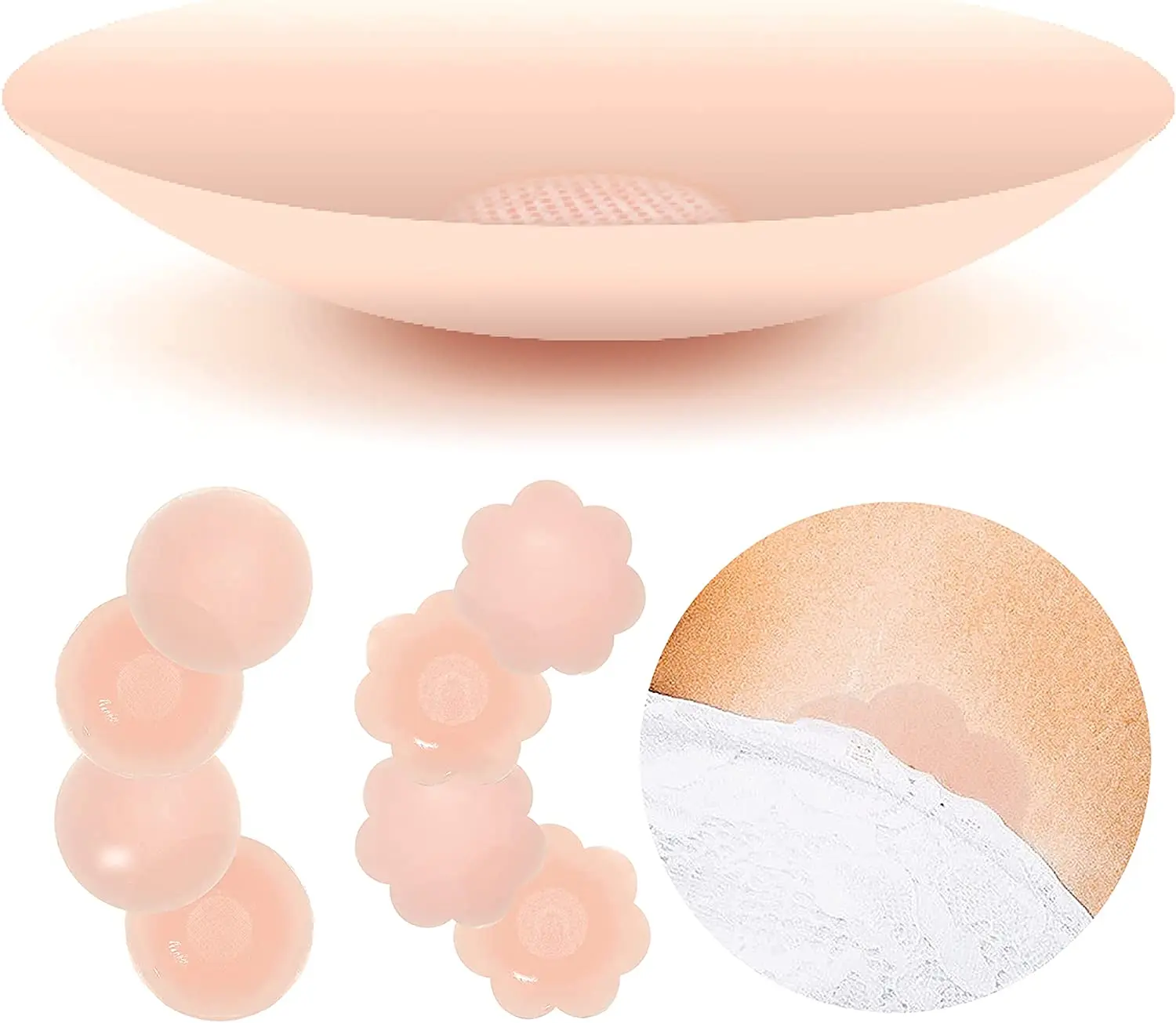 

Silicone Nipple Stickers 4 Pair Anti-bump Chest Pad Lift Nipple Cover Pads Invisible Reusable Women Bra Chest Sticker Breast Pad