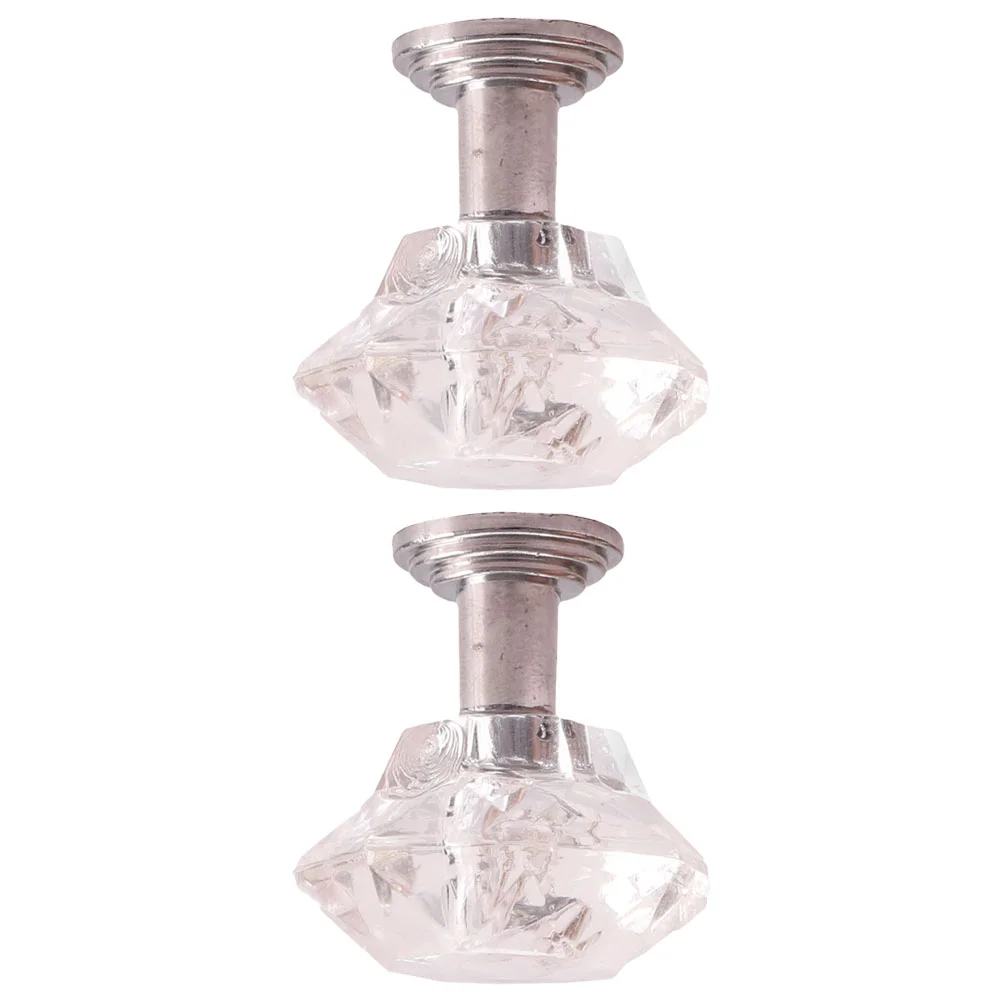 

2 Pcs Chandelier Miniature Simulation Lamp Home Accents Decor Hanging Acrylic House Furniture Child