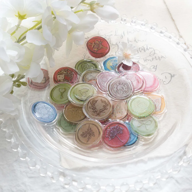 

1 sheet Crystal Sealing Wax Waterproof Decorative Stickers for Envelopes for Books