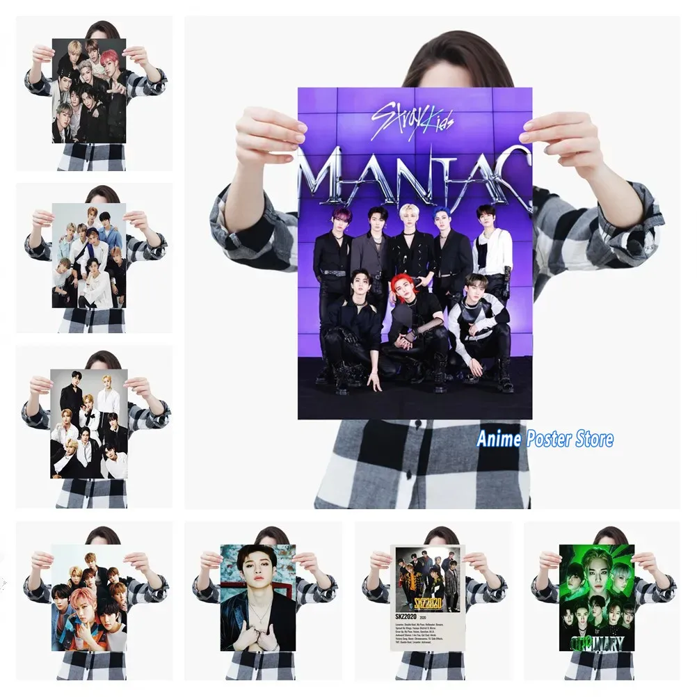 

Kpop-Stray Kids Poster Aesthetics Music Album Rapper Boy Group Canvas Painting For Wall Art Mural for Kawaii Room Decor Cuadros
