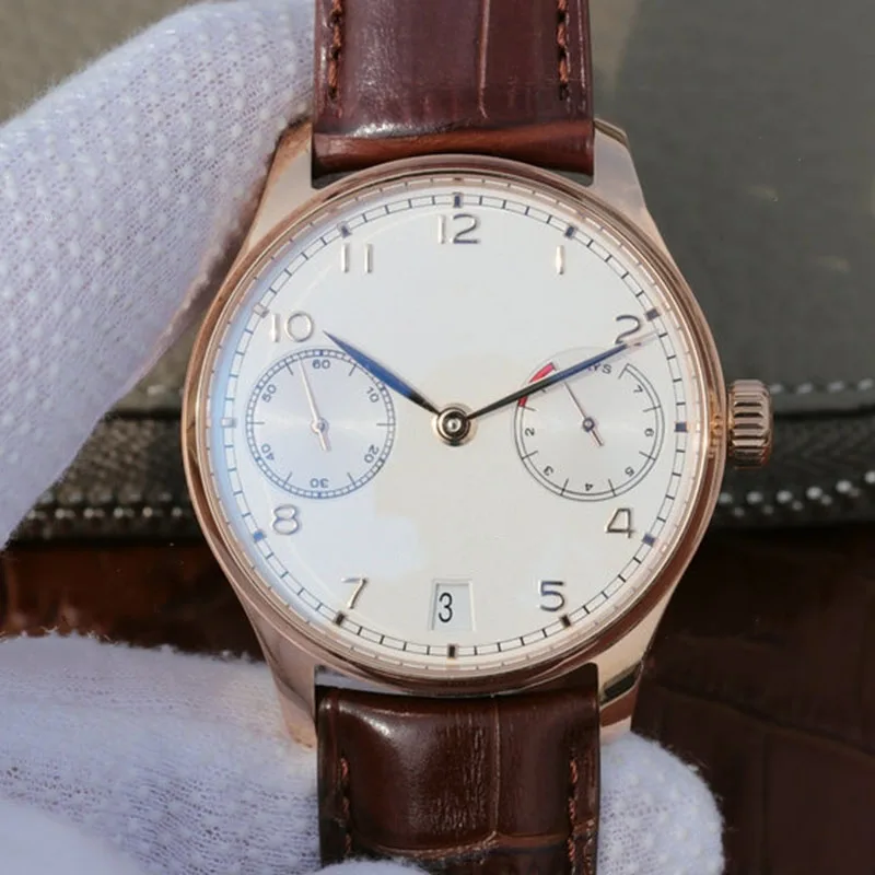 

Men's Automatic Mechanical Watch OEMG 500701 White Dial 42.3mm Diameter Leather Strap AAA 1:1 Replica Watch For Men