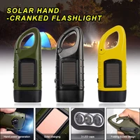 portable led flashlight outdoor camping hand crank dynamo torch lantern solar power flashlamp light for mountaineering hiking