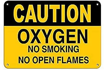 

Caution Oxygen No Smoking No Open Flam Flammable,Vintage Tin Wall Sign Retro Art Iron Painting Metal Warning Plaque Decor