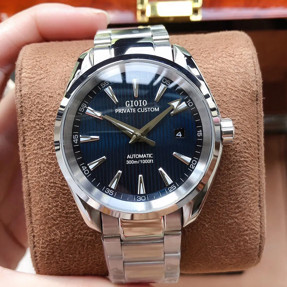 

Mens Automatic Mechanical Watch Sapphire Luminous Calendar Blue Dial