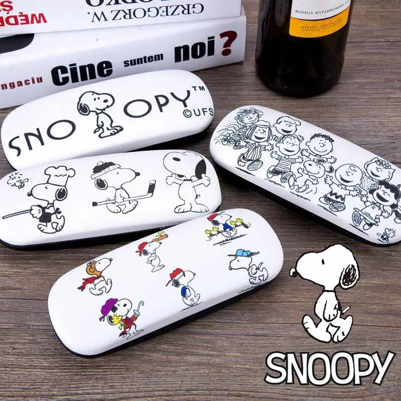 Горячая Распродажа Snoopy портативный жесткий кожаный футляр для очков Модный