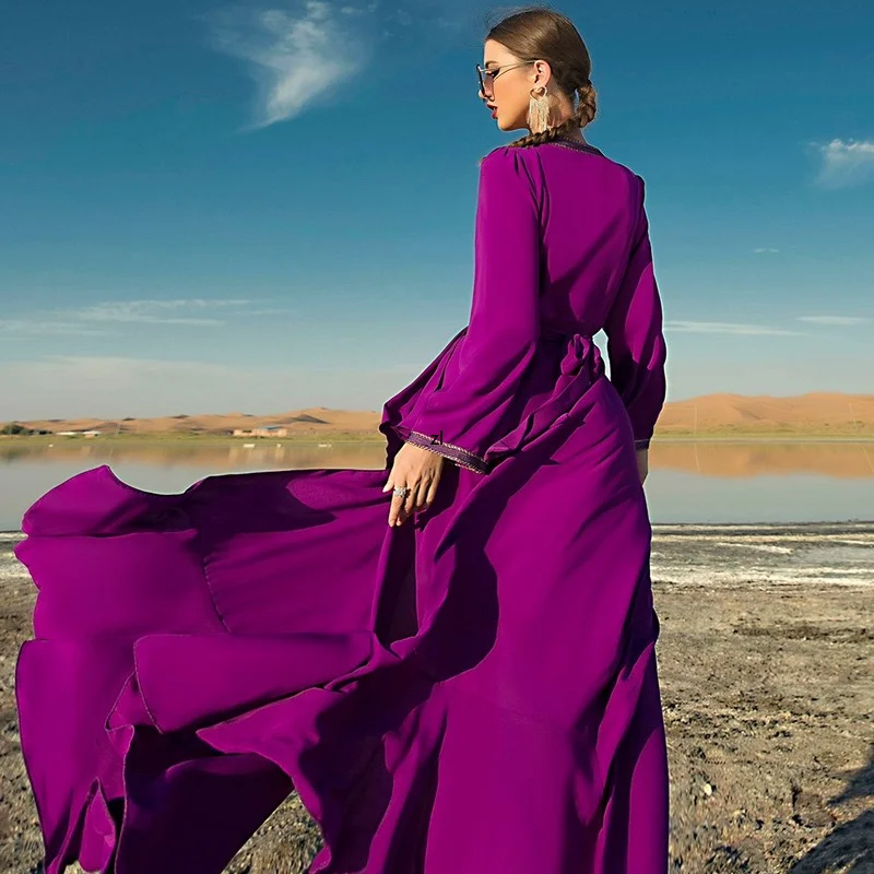 Handcraft Diamond Morocco Caftan Arabic Muslim Dress Women Jalabiya Dubai Abaya Saudi Arabia Party Evening Islam Modest Clothing