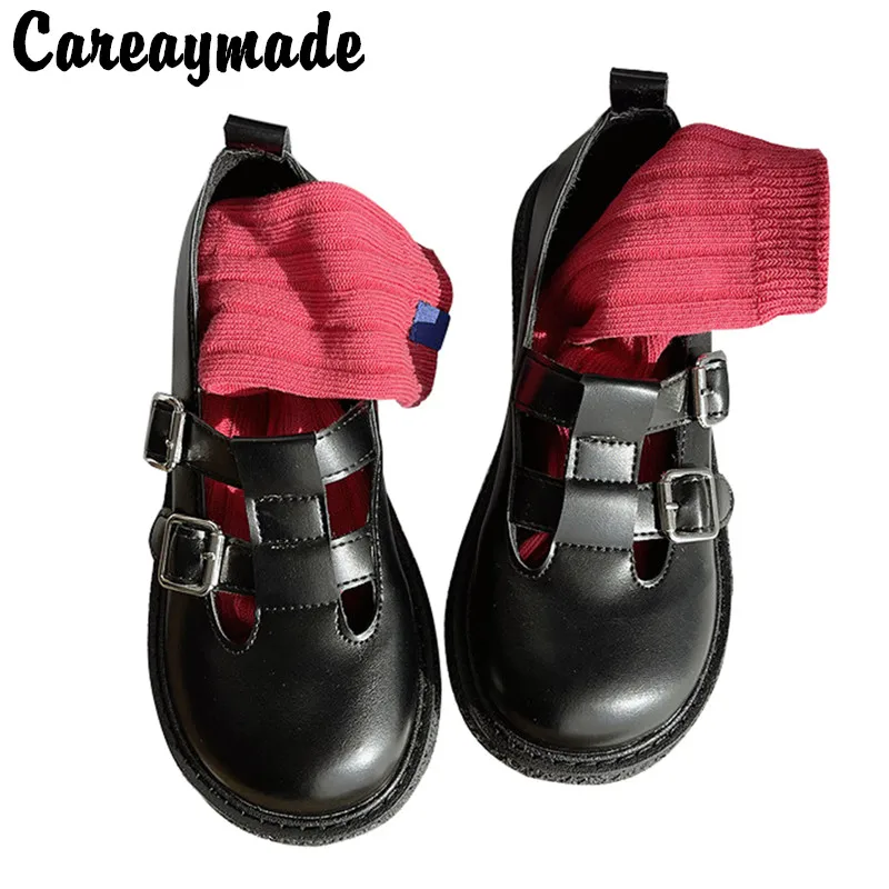 

Careaymade-летние сандалии на подошве в римском стиле, женская обувь с большим носком, кожаная обувь, Черная женская обувь
