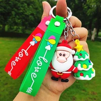 pvc soft rubber doll cartoon santa claus snowman elk gift key chain pendant couple bag key chain wholesale