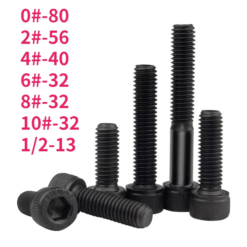 

UNC 0 #-80 2 #-56 4 #-40 6 #-32 8 #-32 10 #-32 1/2-13 12. Шестигранный болт из углеродистой стали, 9 сортов