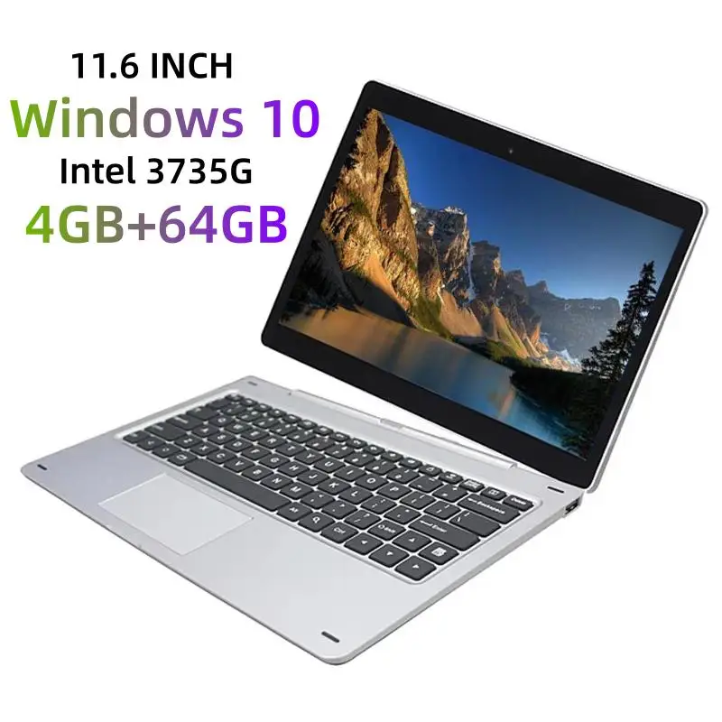 Фото 1366*768 IPS 11,6-дюймовый планшет с Windows 10 и док-клавиатурой, 2 ГБ ОЗУ, 64 ГБ ПЗУ, Intel Atom 3735G, порт HDMI, 9000 мАч №1