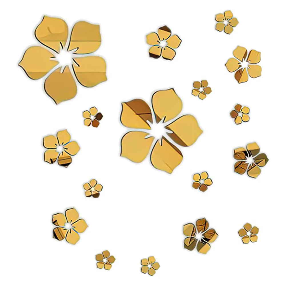 

18Pcs Acrylic Mirror Floral Wall Stickers Self Adhesive Mirror Wall Decor 3D Mirror Tile Wall Sticker Living Room Decoration