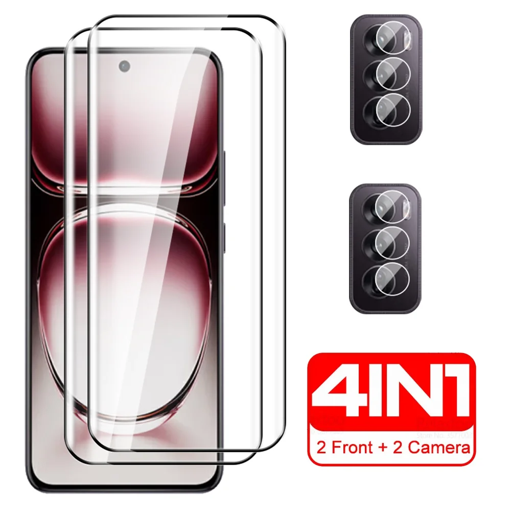4-в-1 защитная пленка для экрана Reno12Pro изогнутое закаленное стекло 9D Oppo Reno12 Pro Reno 12 5G