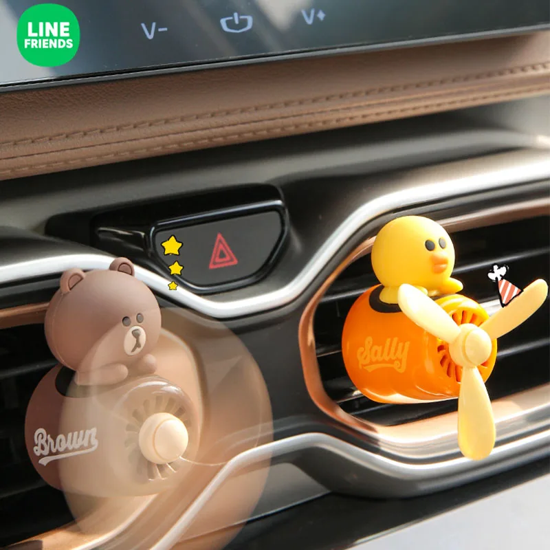 Line Friends Series Anime Brown Kawaii Cute Cartoon Car Center Console Air Conditioner Air Outlet Aromatherapy Ornaments