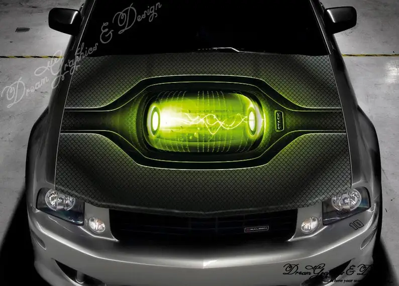 

Car hood decal, vinyl, sticker, graphic, wrap decal, truck decal, truck graphic, bonnet decal, skull, f150, , Neon Bulb 185