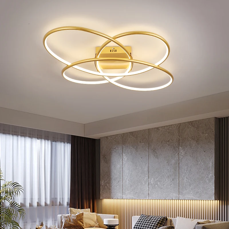 New Modern Style Design Led Chandelier For Living Room Dining Room Kitchen Bedroom Home Ceiling Lamp Gold Remote Control  Light